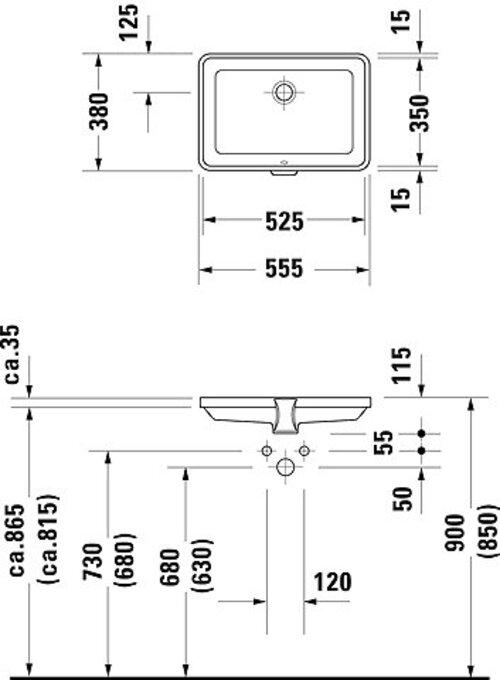 Actual product image Duravit Built-in washbasin 2ND FLOOR w ÜL o HLB 525x350mm o HL IB white (350 mm, 525 mm)