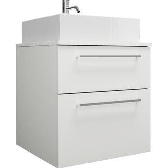 burgbad, Badmöbelset, Eqio Keramik-Aufsatzwaschtisch, quadratisch mittig, inklusive Waschtischunterschrank, Breite