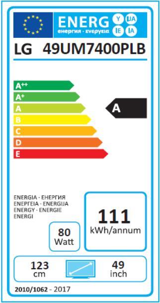 Energy Label LG 49UM7400 (49", LCD, 4K, 2019)