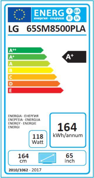 Energie-Label LG 65SM8500 (65", Nano-Cell, 4K, 2019)