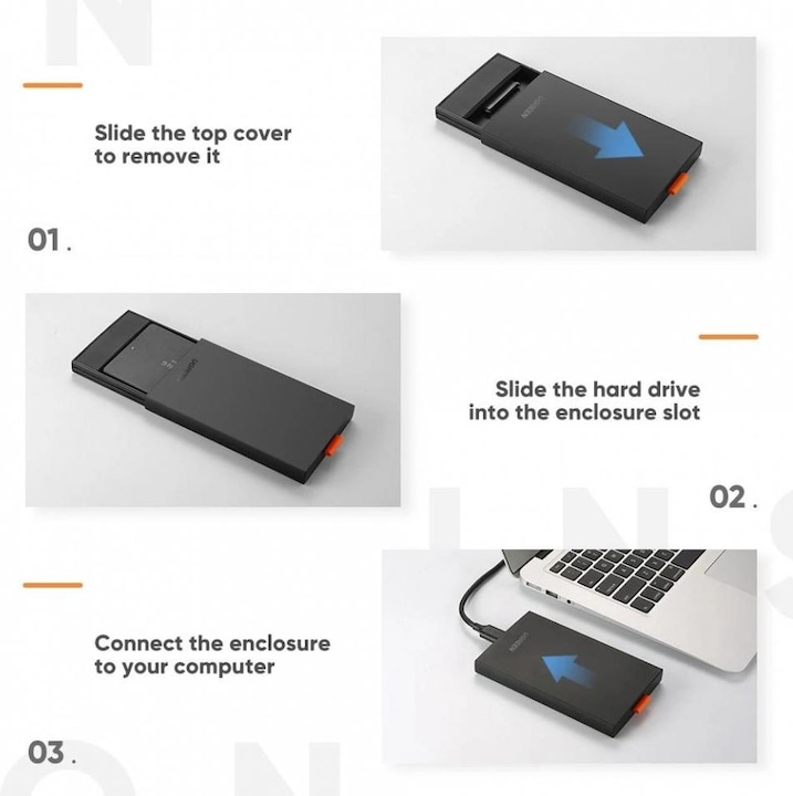 Actual product image Ugreen SSD/HDD enclosure 2.5" USB 3.0 SATA black (CM237) (2.5")