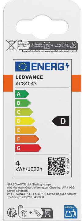 Energie-Label Osram LED Leuchtmittel LED Retrofit CLASSIC B DIM 3.4W 827 Clear E27 Dimmbar Warm weiss 4099854445439 (E27, 470 lm, 1x)