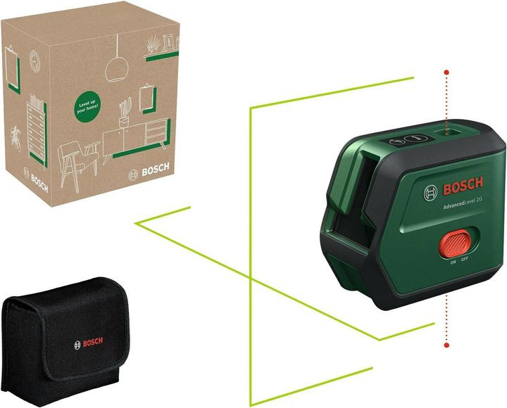 Bosch Hausgeräte Kreuzlinien-Laser AdvancedLevel 2G 15 m, Reichweite: 15 m (Kreuzlinienlaser)