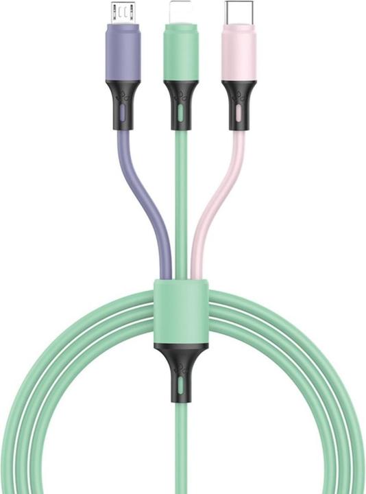 Image du produit EKO Câble 3 en 1 Micro-USB/Lightning/USB-C vers USB-A 6A 480MBps 1,2m (1.20 m)