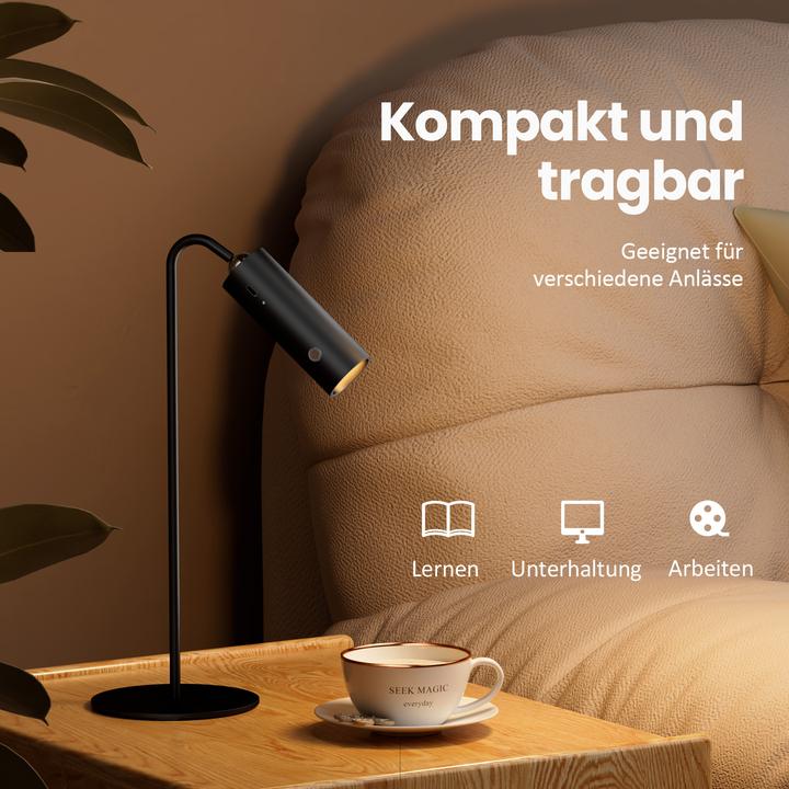 Immagine prodotto Emke LED Tischlampe kabellos, 6-in-1, dimmbar, Touch LED, Schwarz, 3 Farbmodi, magnetische Wandleuchte, U