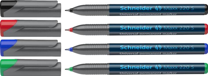 Produktbild Schneider OHP-Marker Maxx permanent, S, 4er Etui: rot, blau, grün, schwarz (Assortiert, 0.40 mm, 4 x)