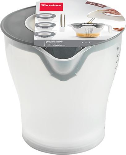 Actual product image Metaltex Measuring/stirring jug with splash guard lid, scale and pouring spout 1.5 l (1500 ml)
