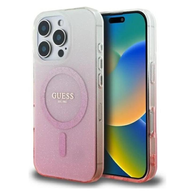 Guess GUHMP16XHGRCELP IPhone 16 Pro Max 6.9" Różowy/pink Hardcase Iml Glitter Gradient MagSafe (Apple IPhone 16 Pro Max), Smartphone Hülle, Pink,