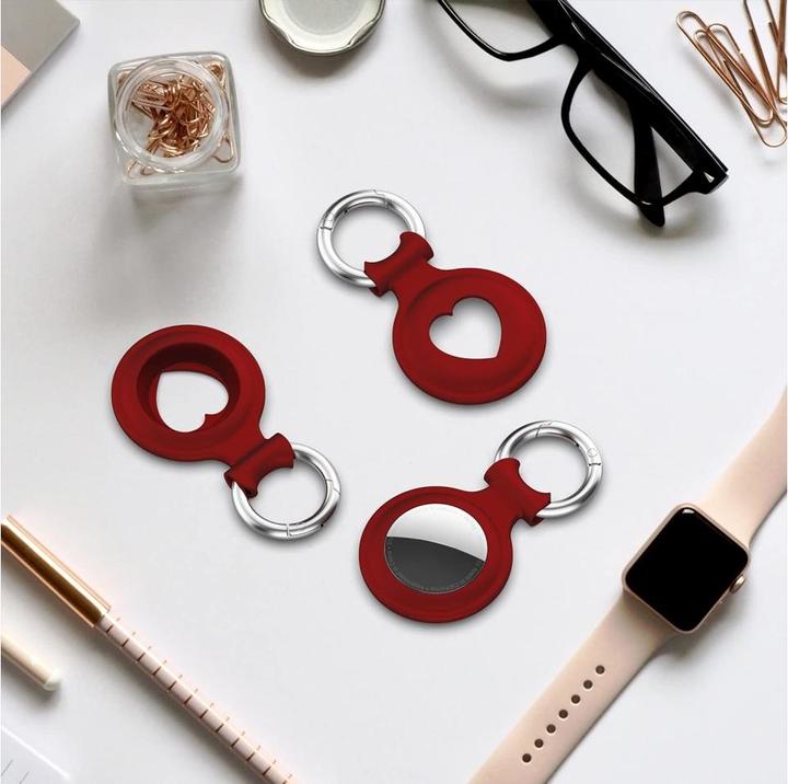 Productafbeelding Screenguard Apple Airtag Liquid Silikon Heart Case mit Anhänger