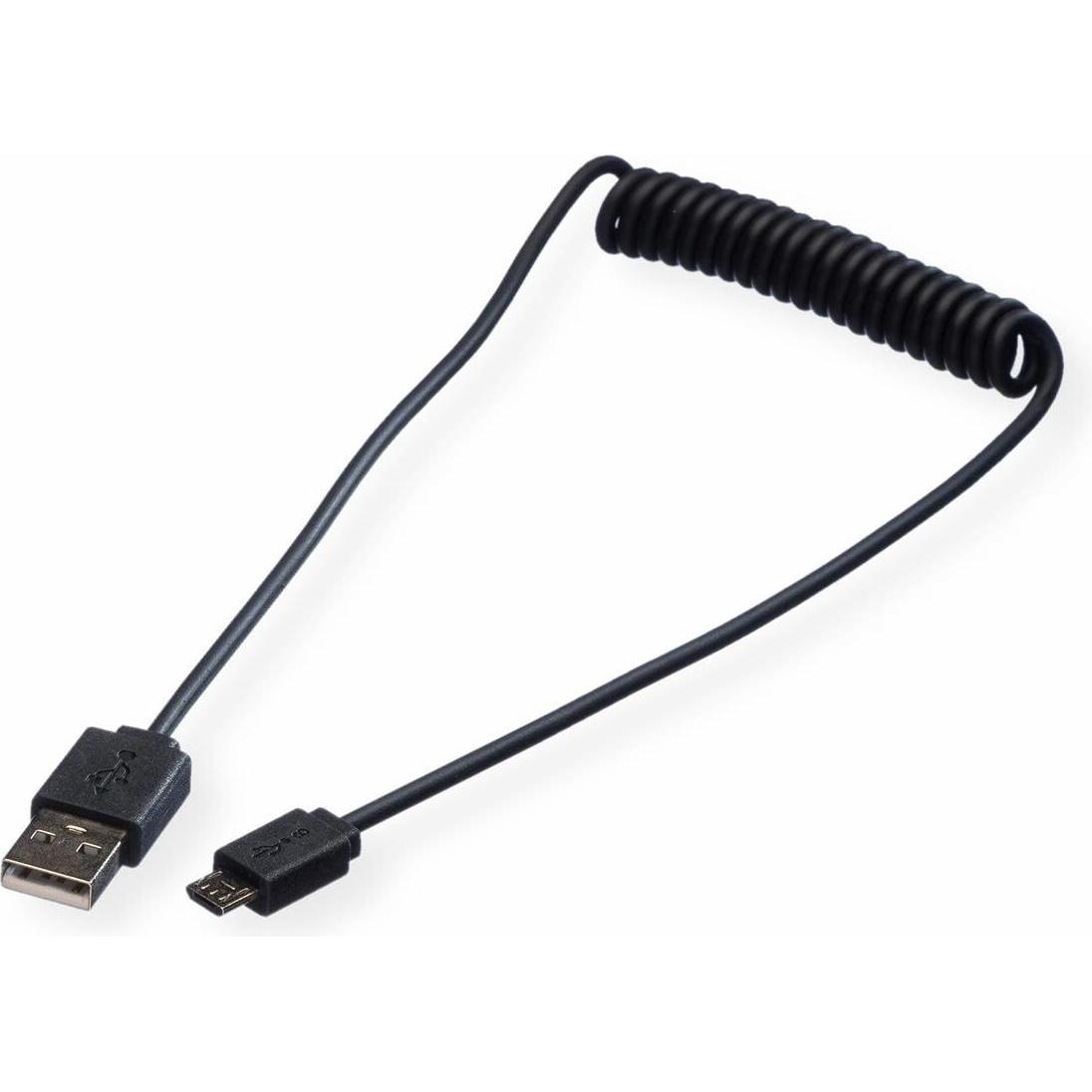Roline Nero Cavo A Spirale Usb (1 M, Usb 2.0), Cavo Usb