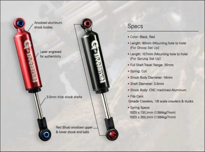 Produktbild Gmade G-Transition Shock Black 90mm (4) for 1/8 Crawler