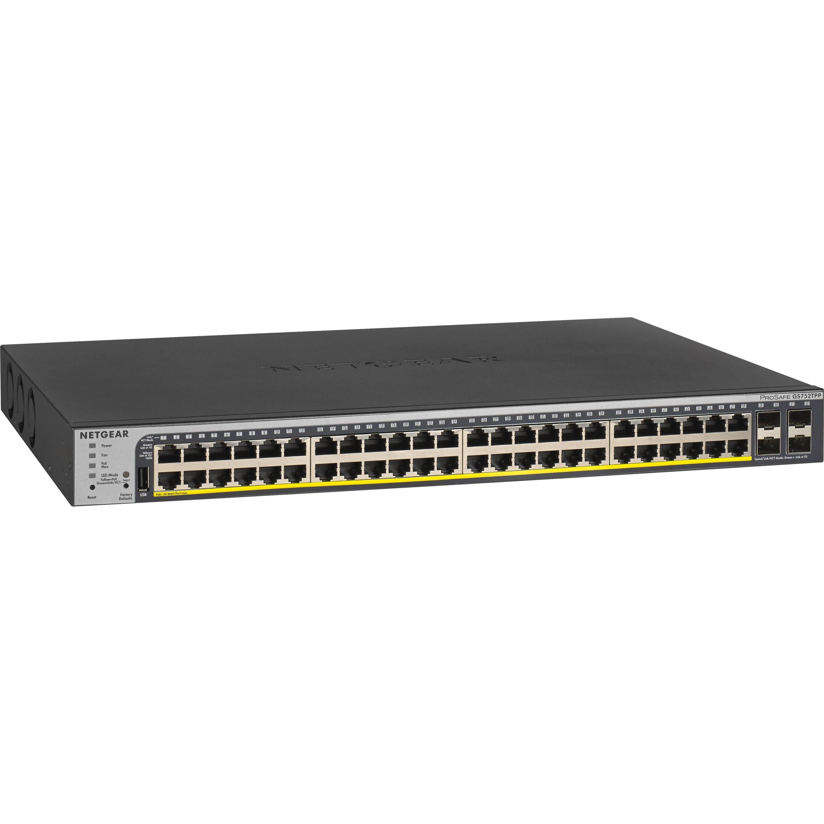 Netgear Gs752tpp (52 Ports), Netzwerk Switch, Schwarz
