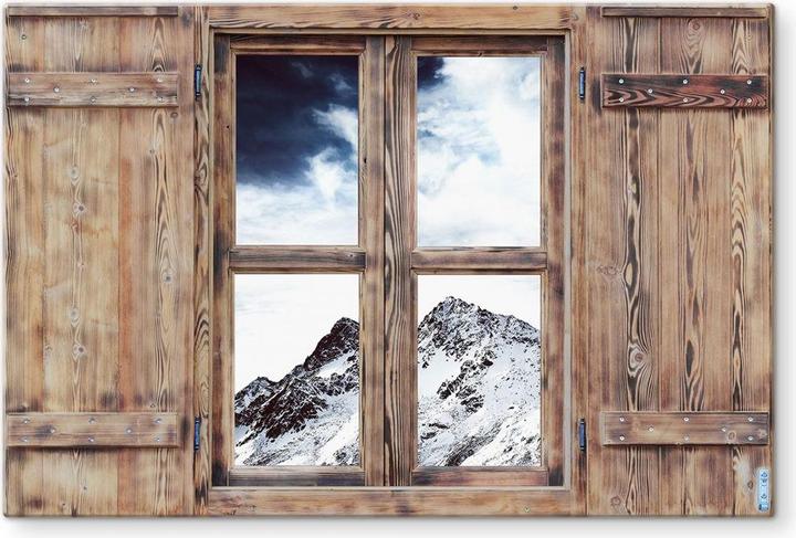 Actual product image Trenddeko 3D wooden windows - Snow Mountain (40 x 60 cm)
