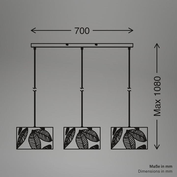 Image du produit Briloner Suspension, noir / naturel, excl.3x E27/max. 10W (E27)