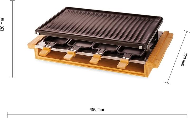 Actual product image Little Balance 8501 Premium bamboo 8 raclette grill 8 people nonstick coating 1200 W real bamboo