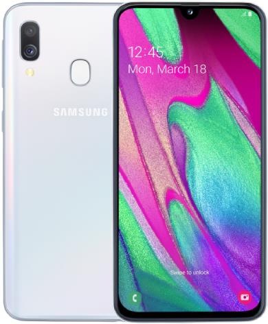 Actual product image Samsung Galaxy A40 (64 GB, White, 5.90", Dual SIM, 16 Mpx, 4G)