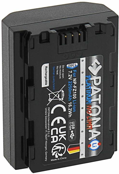 Produktbild Patona Platinum NP-FZ100 USB-C (Kamera Akku)