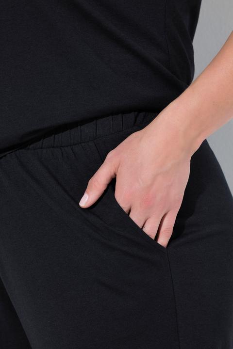 Image du produit Ulla Popken Pyjama à manches courtes, col rond et poches, ourlet en dentelle (50, 52)