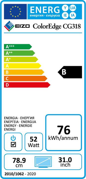 Label énergétique Eizo Cg318-4k (4096 x 2160 pixels, 31.10")
