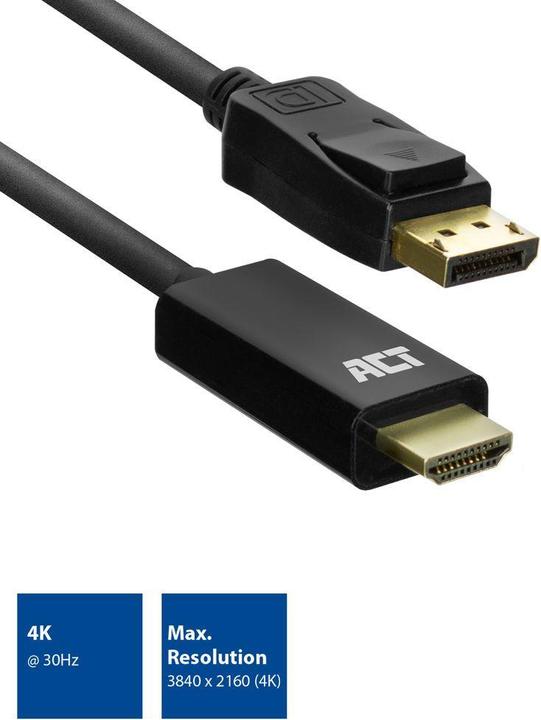 Actual product image AC7550 Video Cable Adapter 1.8m DisplayPort HDMI Type A (Standard) Black (1.80 m, DisplayPort, 1.2)