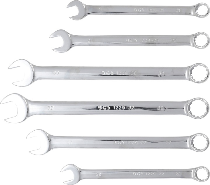 Produktbild BGS Maul-Ringschlüssel-Satz extra lang SW 21 - 32 mm 6-tlg. (32 mm, 24 mm, 22 mm, 23 mm, 21 mm, 27 mm, 31 mm, 26 mm, 30 mm, 28 mm, 29 mm, 25 mm)