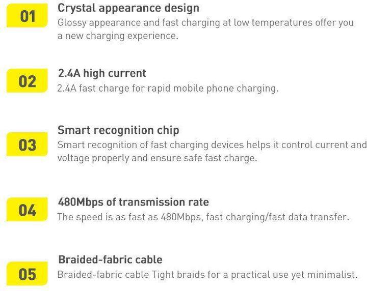 Produktbild Baseus Crystal Shine Series Fast Charging Data Cable USB to iP 2.4A 1.2m Blue (1.20 m)