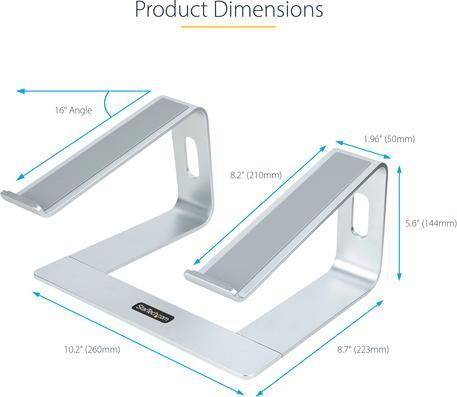 Image du produit StarTech com LAPTOP-STAND-SILVER, Supports de Notebook, Argent, 43,2 cm (17"), Aluminium, 5...