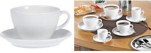 Produktbild Esmeyer Milchkaffee-Tassen BISTRO, 6er Set, weiss aus Porzellan, Henkelform rund, Höhe Tasse: 76 mm (6x)