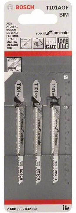 Produktbild Bosch Professional Zubehör Stichsägeblatt T 101 AOF Special for Laminate, 3er-Pack