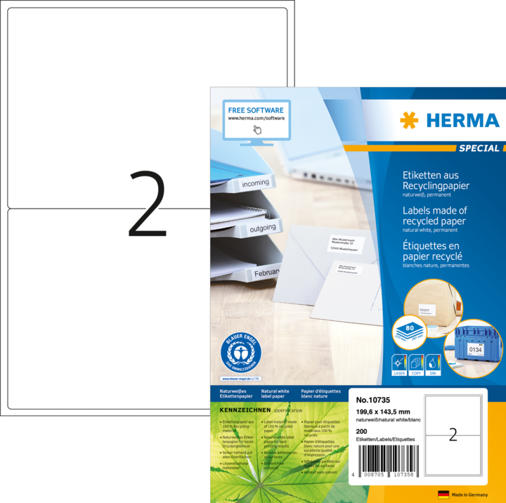 Actual product image Herma Recycling labels A4