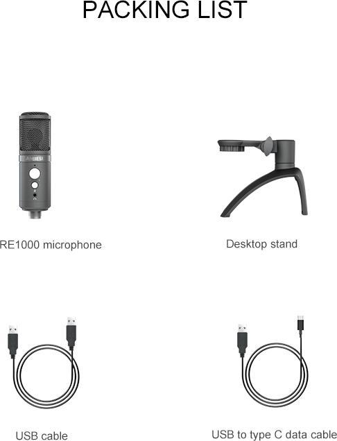 Actual product image PhoneLook Hi-Rec microphone professionnel aluminium pour studio et podcast incl. pied ajustable et prise AUX