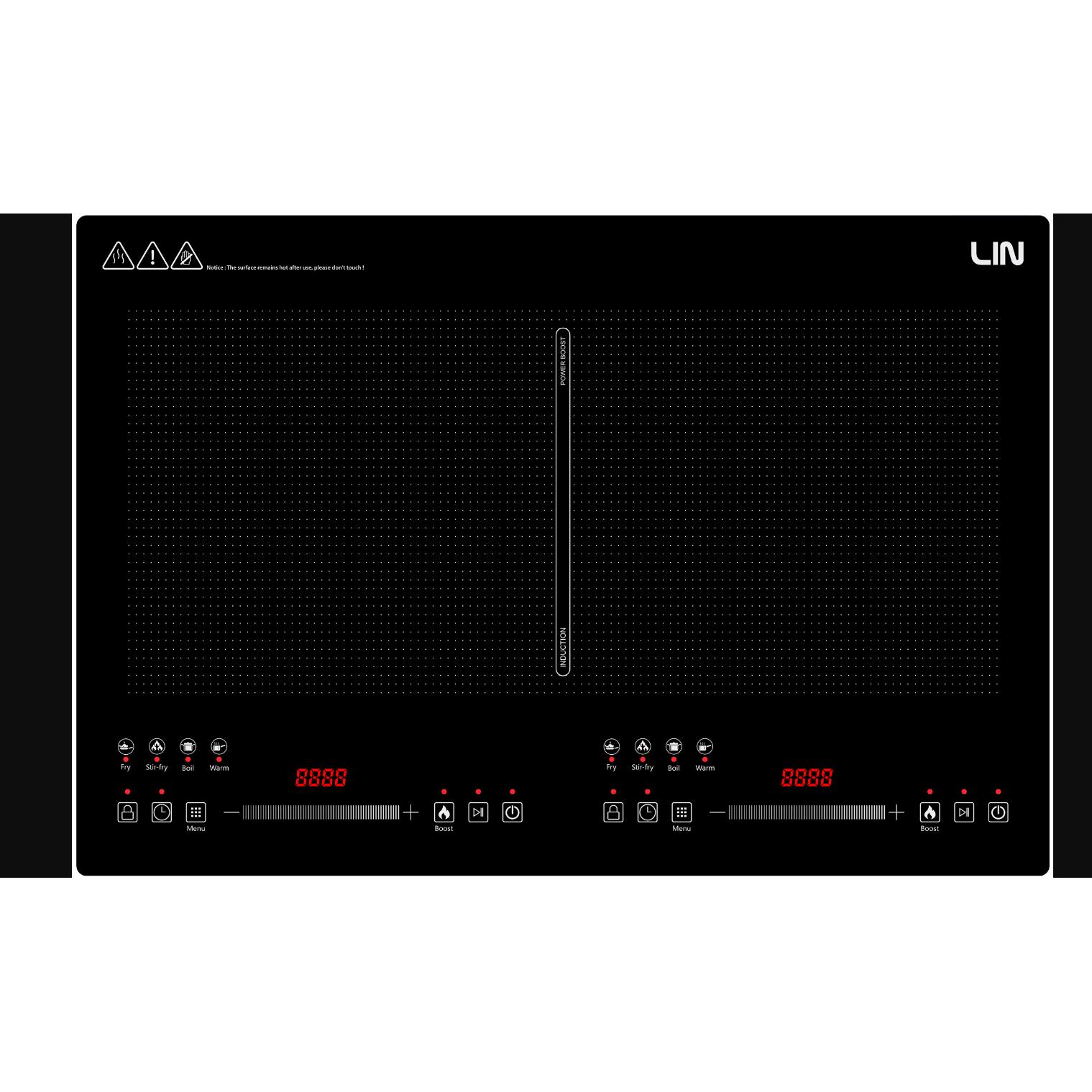 LIN Induktionskogeplade LI2H-179 kabel med stik 1 2 m 3200 W, Kochfeld, Schwarz
