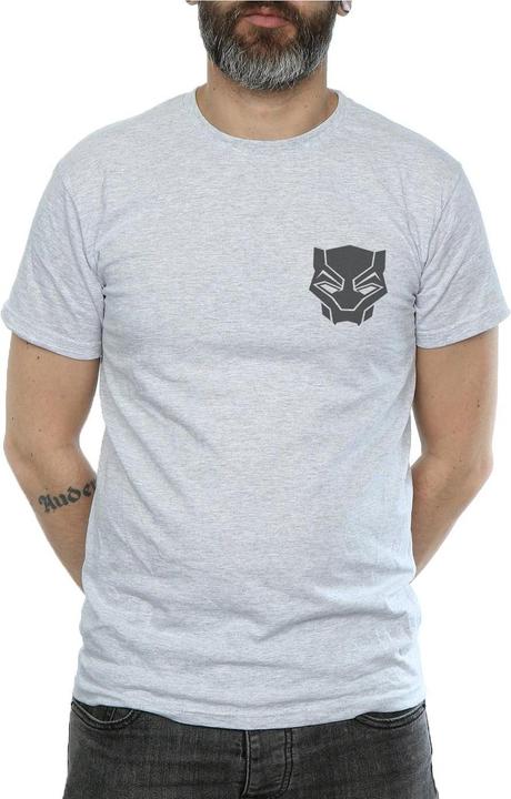 Actual product image Mens Black Panther Black On Black Chest Print T-Shirt (XL)