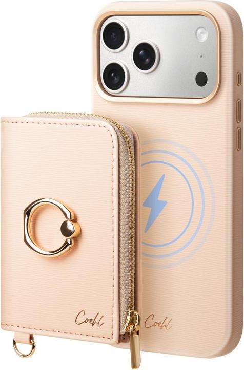 Actual product image Uniq Magnetic Wallet set + hand strap Coehl Mirelle MagSafe pink