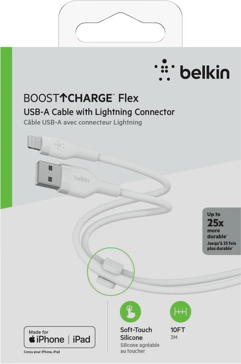 Image du produit Belkin Câble de charge USB Boost Charge Flex USB A - Lightning 3 m (3 m)