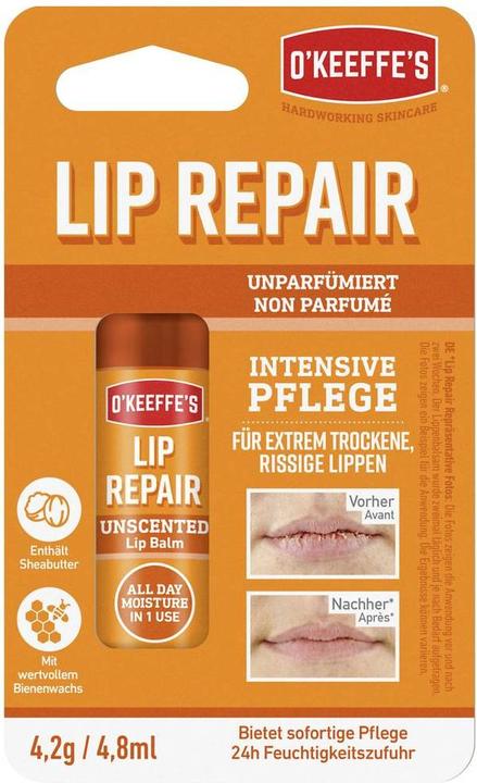 Actual product image O'Keeffe's Lip Repair Unscented Lip Balm (Lip Care Stick)