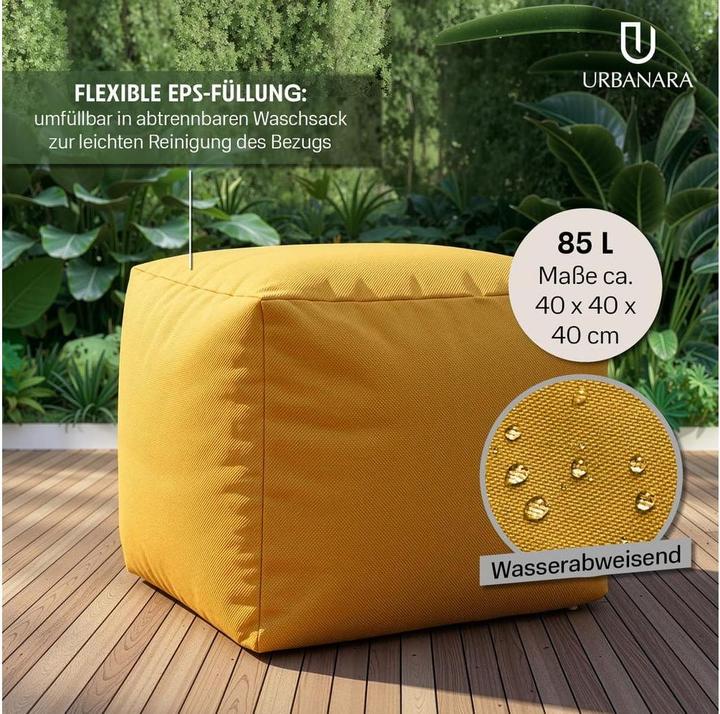 Produktbild Urbanara Sitzsack-Hocker Basic-Outdoor, 85 l, Senfgelb