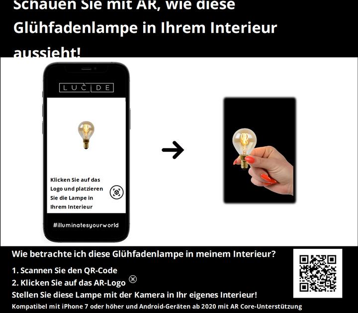 Produktbild Lucide LED Filament (E14, 3 W, 165 lm, 1 x, G)