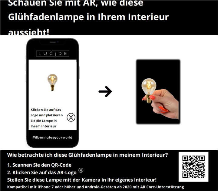 Produktbild Lucide LED Filament (E14, 3 W, 165 lm, 1 x, G)