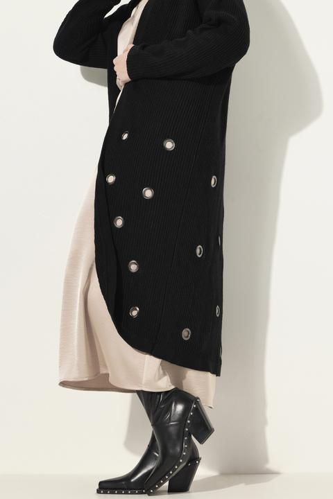 Produktbild Ulla Popken Long-Strickjacke, Ösen, offene Form, V-Ausschnitt (42, 44)