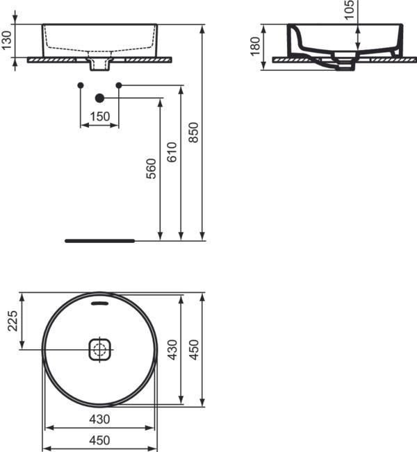 Image du produit Ideal Standard Vasque à poser Strada II 45 x 45 cm blanc T296101 (450 mm, 450 mm)
