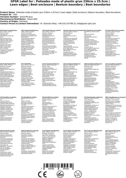 Immagine prodotto Green Split Palizzate in plastica verde 2,3m x 25,5cm