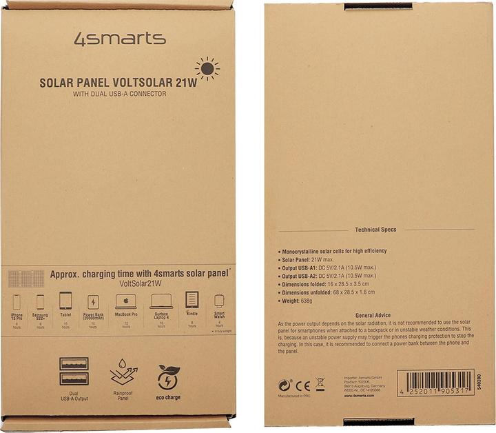 Produktbild 4smarts Solar Panel (21 W, 0.61 kg)
