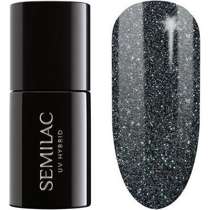 Semilac, Smalto per unghie, 096 Notte stellata 7ml (Starlight Night Nero, Smalto per unghie effetto gel)