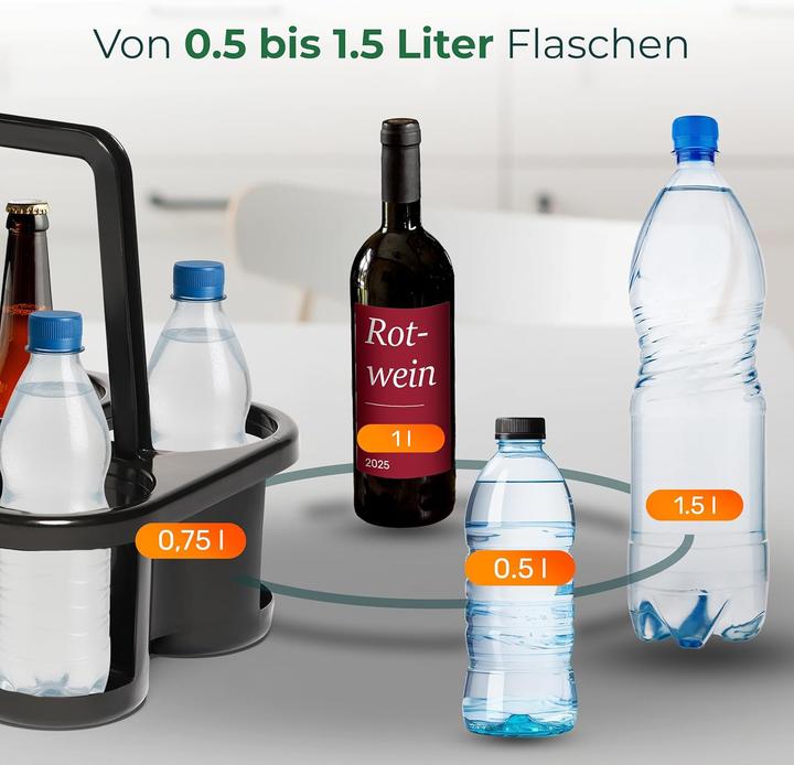 Immagine prodotto Novaliv 4X Flaschenträger für 24 Flaschen - Stabiler Halt - Getränkekorb Kunststoff, Stapelbar, 32x2