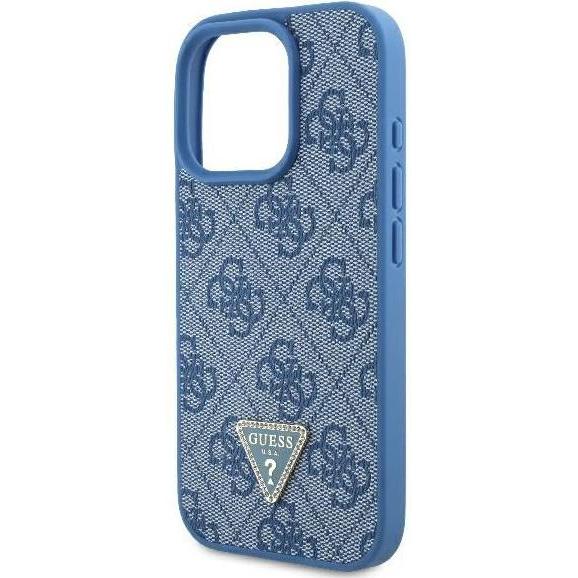 Guess GUHCP16XP4TDPB iPhone 16 Pro Max 6.9" niebieski/blue hardcase Leather 4G Triangle Strass MagSa, Handykette, Blau
