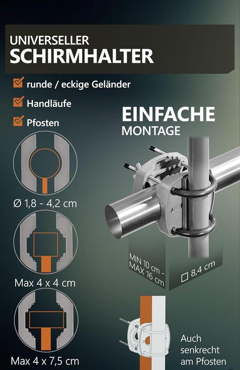Produktbild 4smile Sonnenschirm Balkonset SunnyShade Plus (1.25 m)