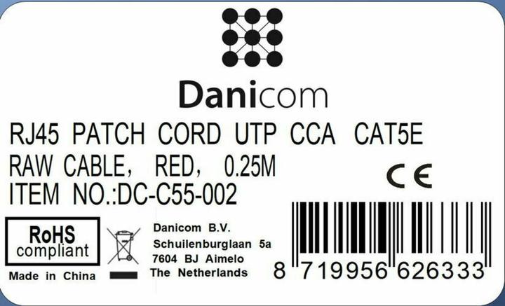 Produktbild Dsit CAT 5e Netzwerkkabel U/UTP (U/UTP, CAT5e, 0.25 m)
