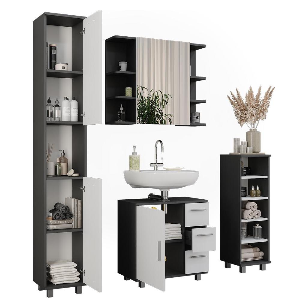 Vicco Meubles bain Ilias, blanc/anthracite, 3 parties | Leroy Merlin