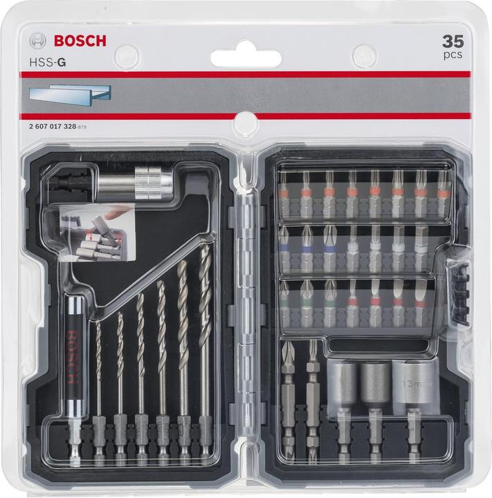 Image du produit Bosch Professional Zubehör Jeu de 35 forets+embouts de vissage, HSS-G, Extra Hard, PH, PZ, SL, H, T (Croix Phillips PH, Croix Pozidriv PZ, Hexagonale (hexagonal))